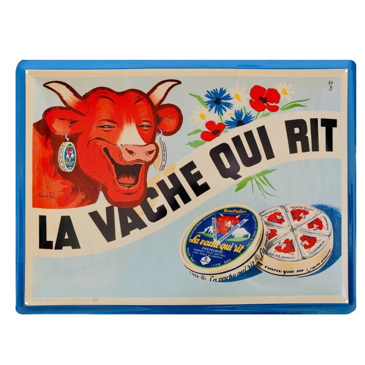 Plaque émaillée Ronde La Vache Qui Rit – 40 Cm, Neuve, Déco Murale Rétro